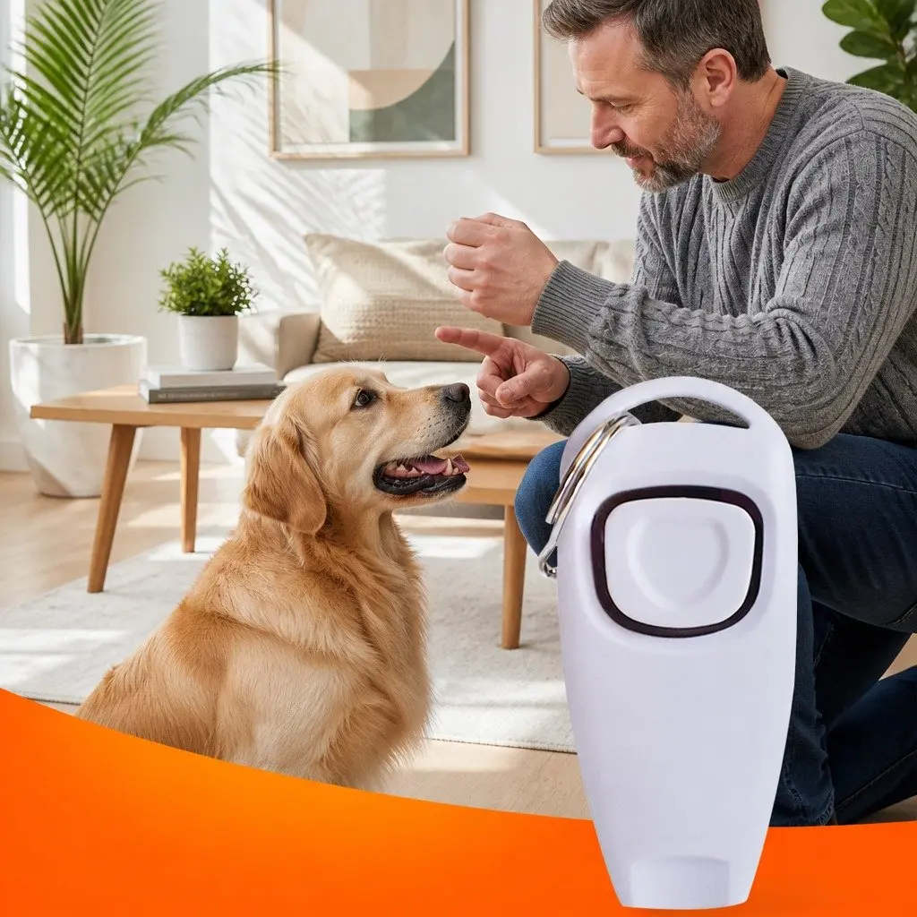 Dog Clicker Whistle Training Combo 7.5cm Two-in-One Easy Training Key Ring