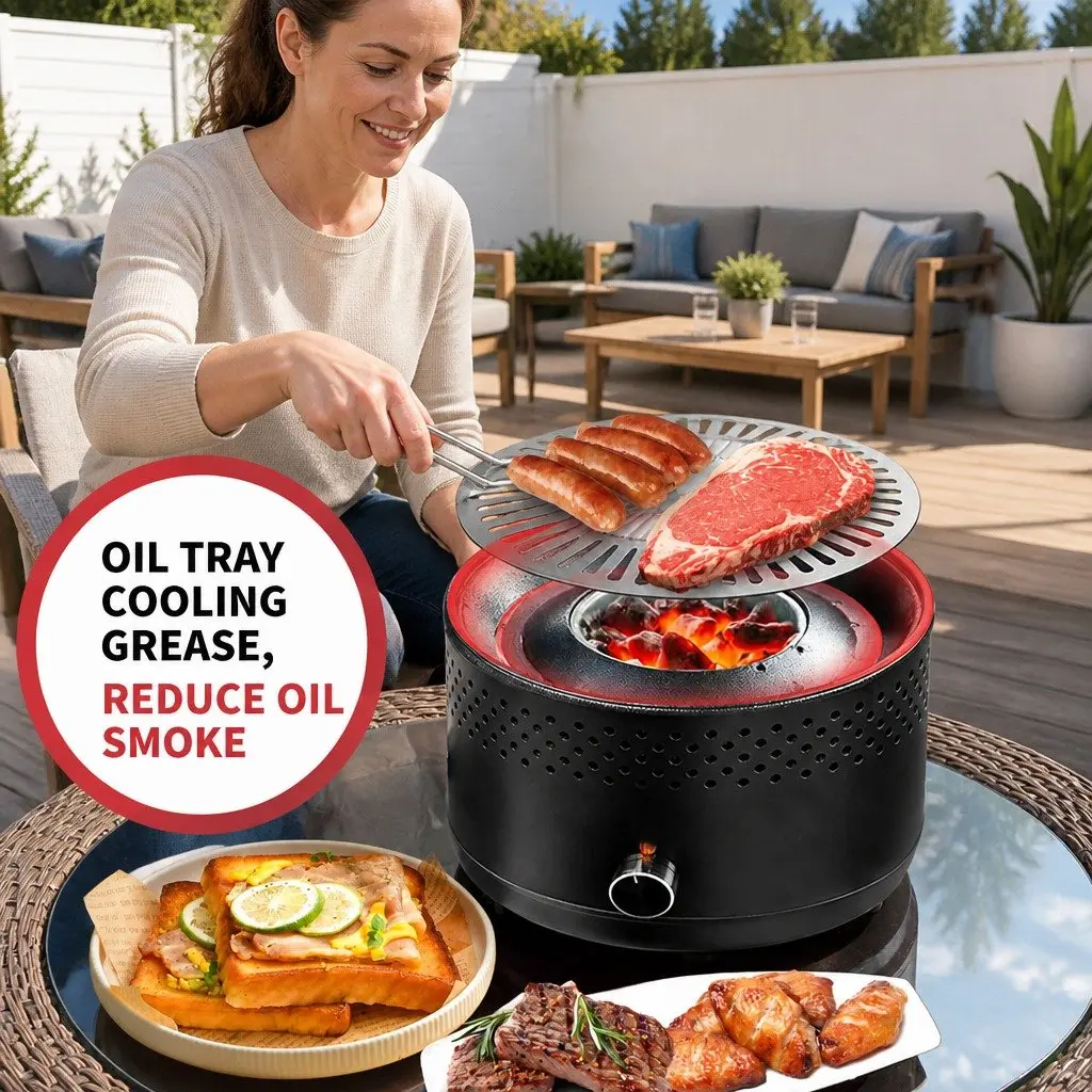 Outdoor Charcoal BBQ Grill Stove Oven Large Capacity Adjustable Heat Control