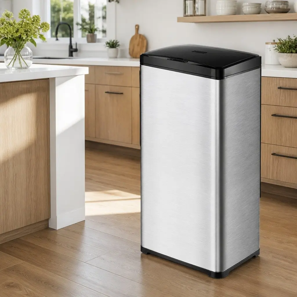 Automatic Motion Sensor Waste Bin 50L Stainless Steel Odour-free Fingerprint-resistant Kitchen Trash Can
