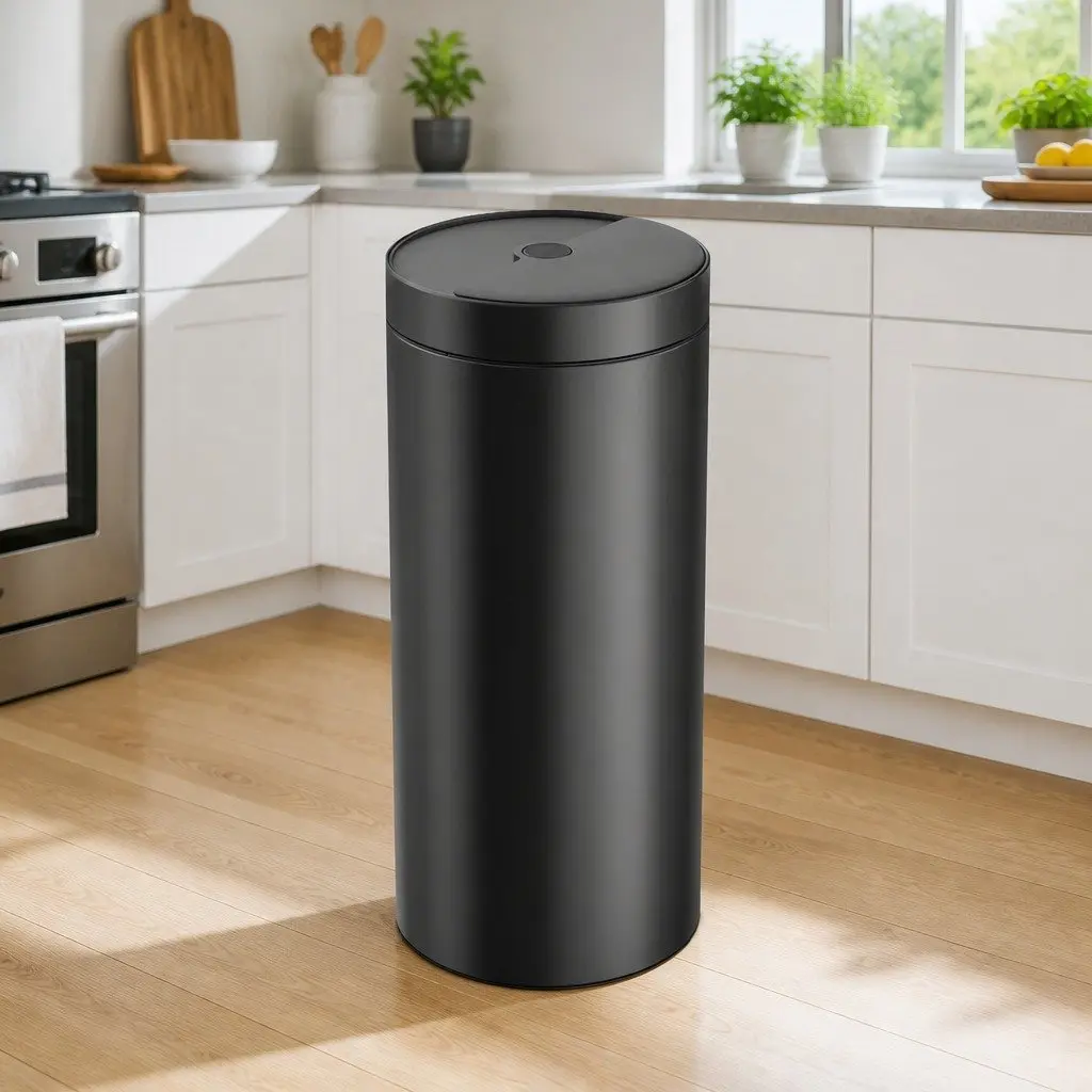 40L Touchless Motion Sensor Trash Can Automatic Open and Close Kitchen Garbage Bin with Adjustable Sensing Distances Black