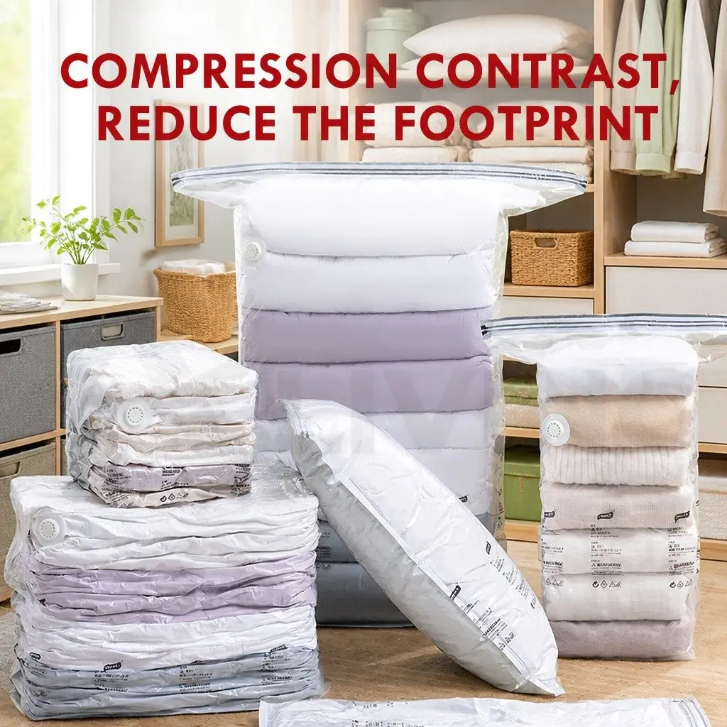 Vacuum Compression Clothing Storage Bag XL Capacity Airtight Waterproof Seal