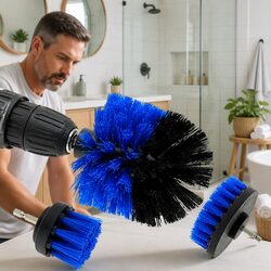 Electric Drill Cleaning Brush Head Set Bathroom Sink Carpet Scrubber Tool Blue