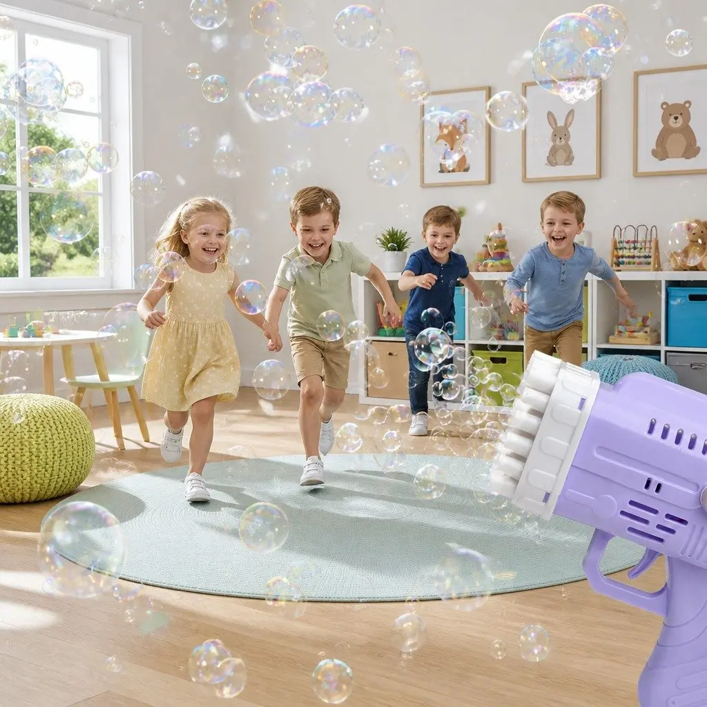 42 Hole Bubble Blowing Gun Toy Automatic Launcher Angel Wing Design