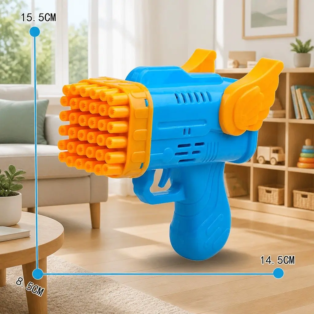 Automatic Bubble Blowing Gun 42 Hole Angel Wing Launcher Toy for Kids Outdoor