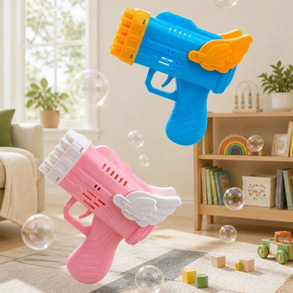 Automatic Bubble Blowing Gun 42 Hole Angel Wing Launcher Toy for Kids Outdoor