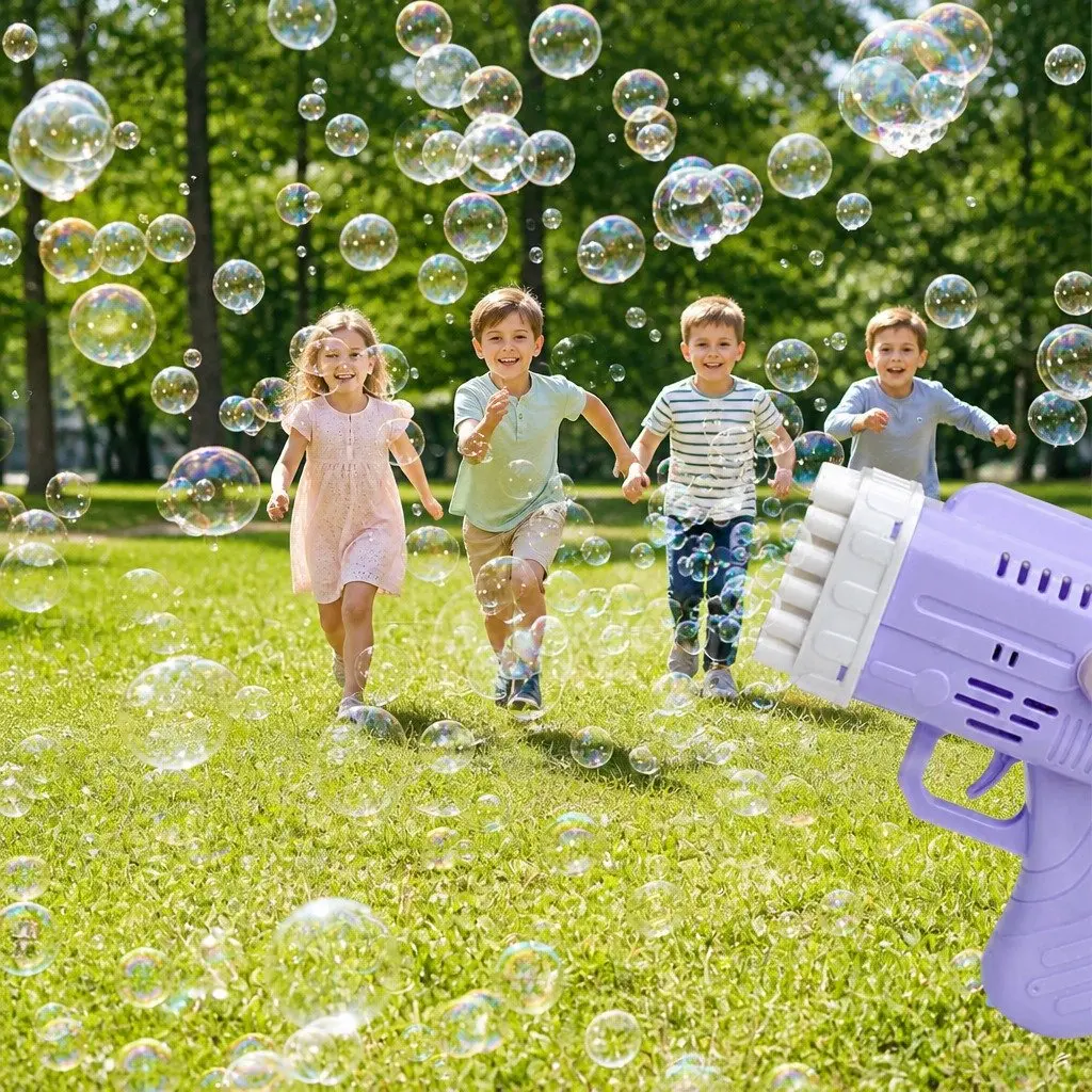 Automatic Bubble Blowing Gun 42 Hole Angel Wing Launcher Toy for Kids Outdoor