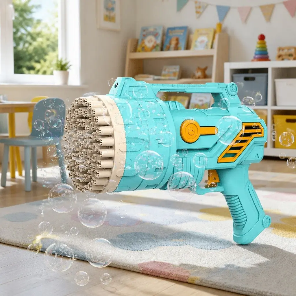Bubble Gun Machine 69 Holes Handheld Toy Lightweight Rechargeable for Kids Outdoor Play