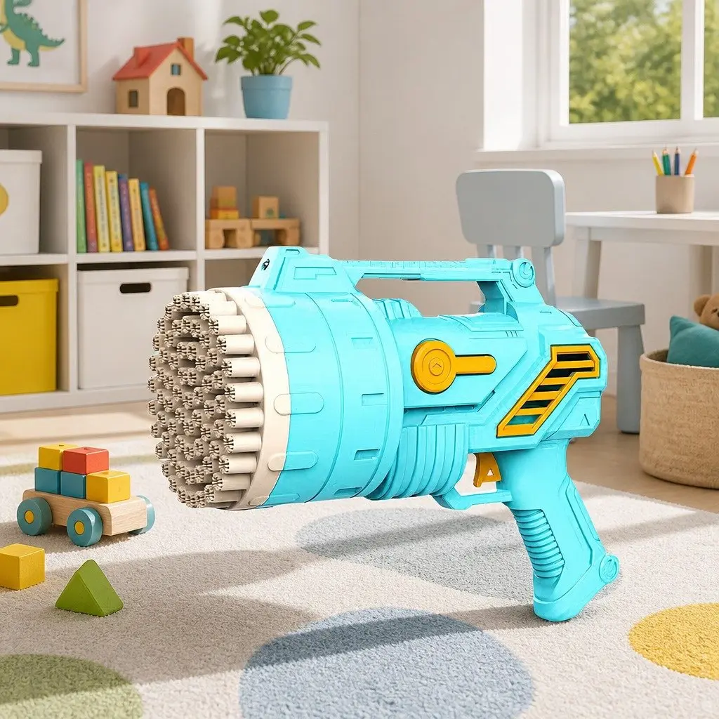 Bubble Gun Machine 69 Holes Handheld Toy Lightweight Rechargeable for Kids Outdoor Play