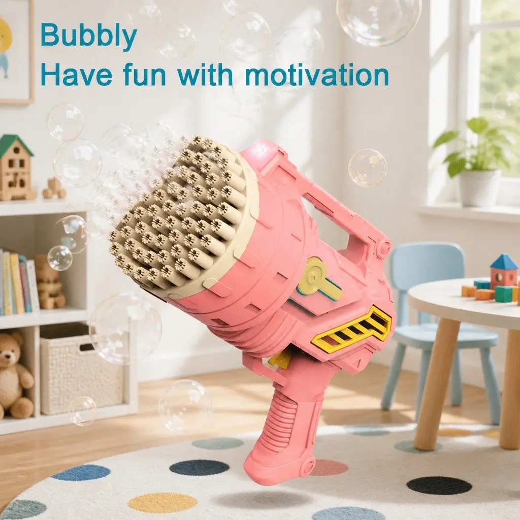 Bubble Gun Machine 69 Holes Handheld Toy Lightweight Rechargeable for Kids Outdoor Play