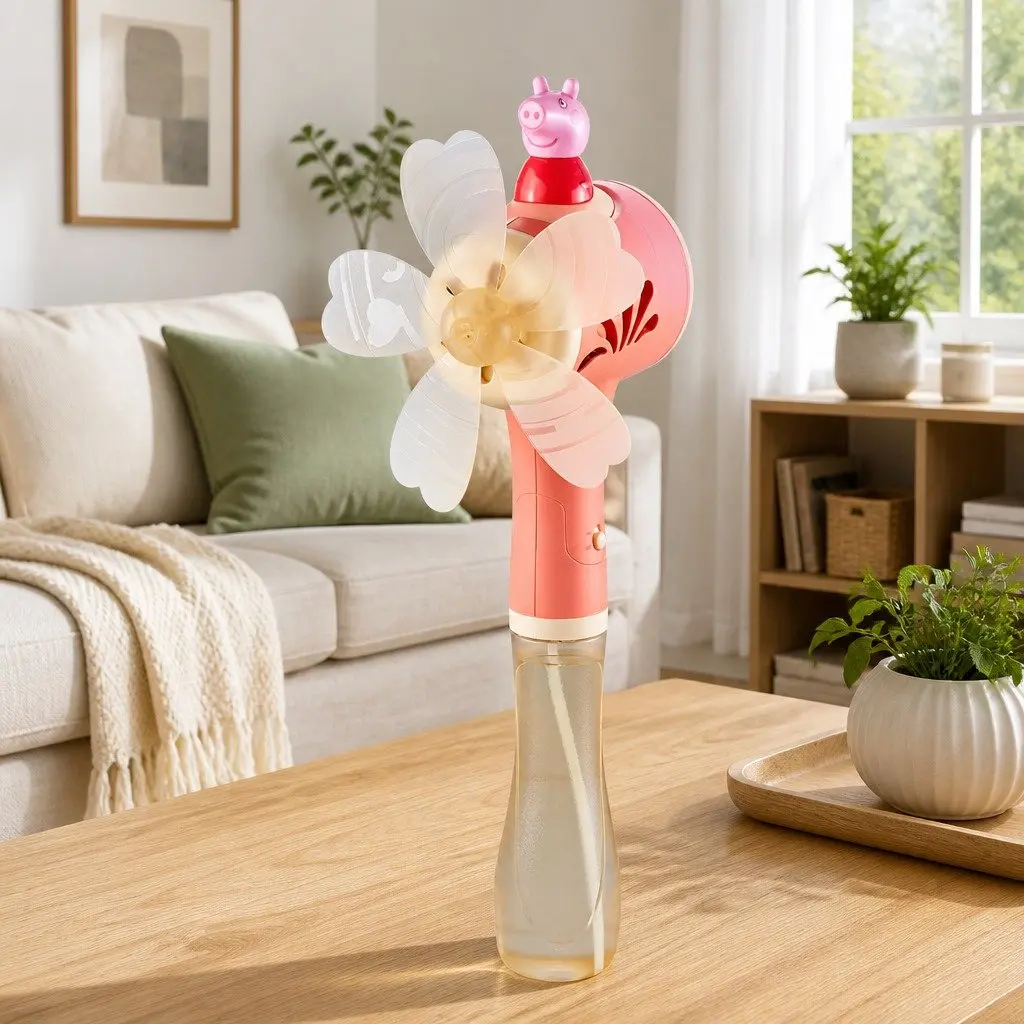 Bubble Machine Hand-Held Stick Electric Toy Windmill Wand Pink Kids Fun Outdoor