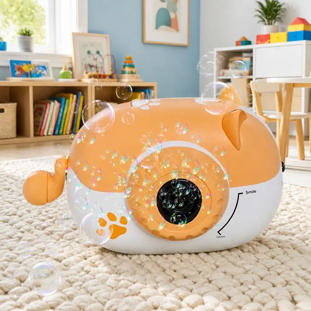 Electric Bubble Machine Hand-held Rechargeable Automatic Soap Water Toy for Kids