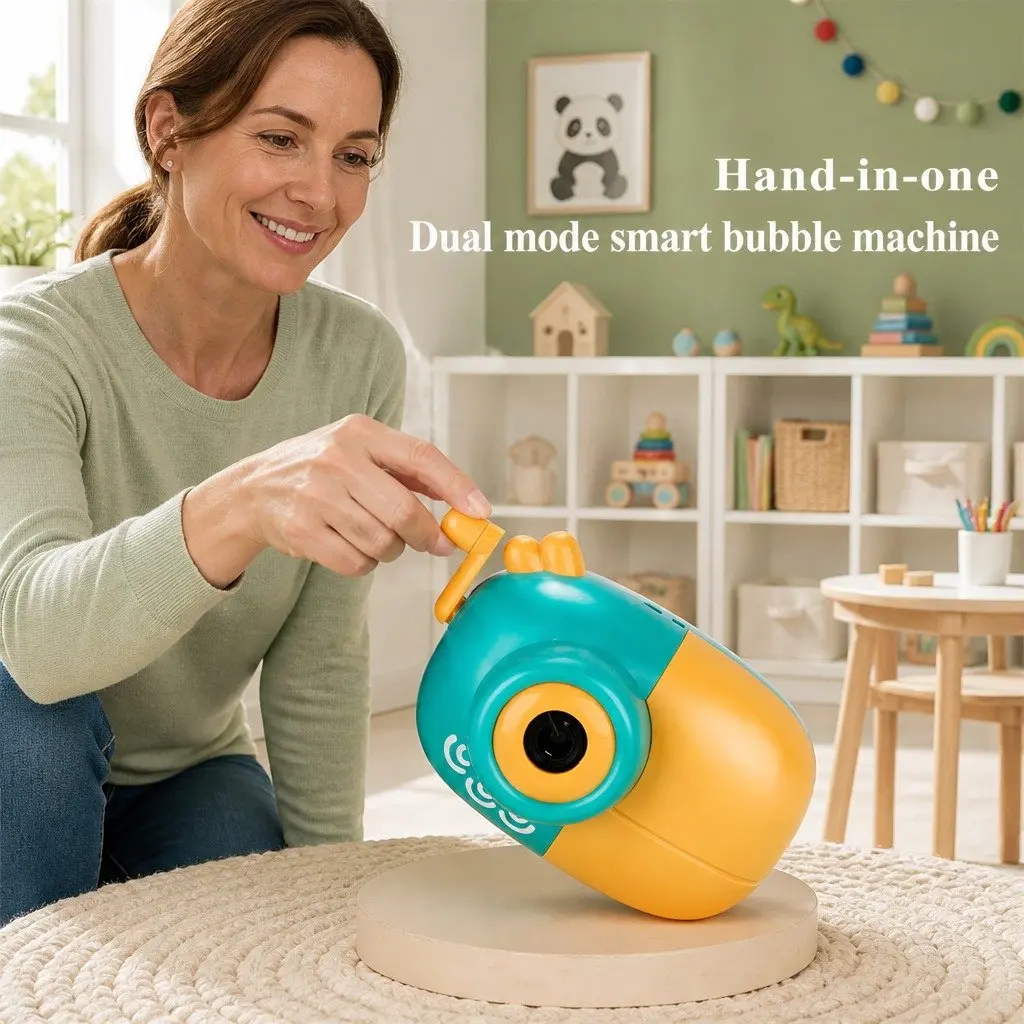 Electric Bubble Machine Hand-held Rechargeable Automatic Soap Water Toy for Kids