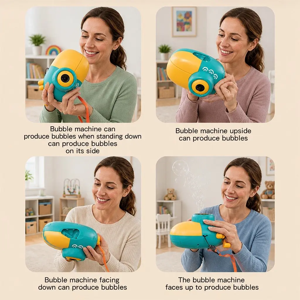 Electric Bubble Machine Hand-held Rechargeable Automatic Soap Water Toy for Kids
