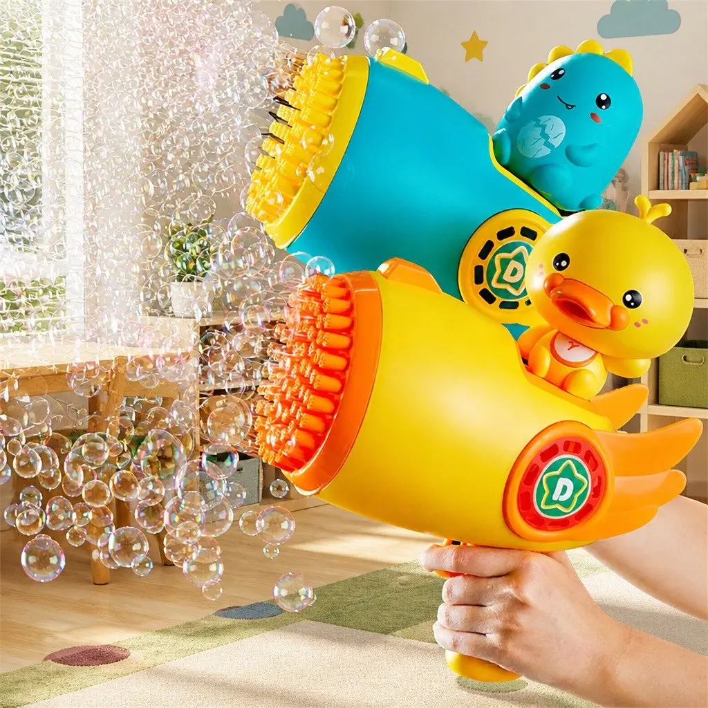 Automatic Bubble Gun Toy 69-Hole Outdoor Soap Cartoon Machine Kids Play