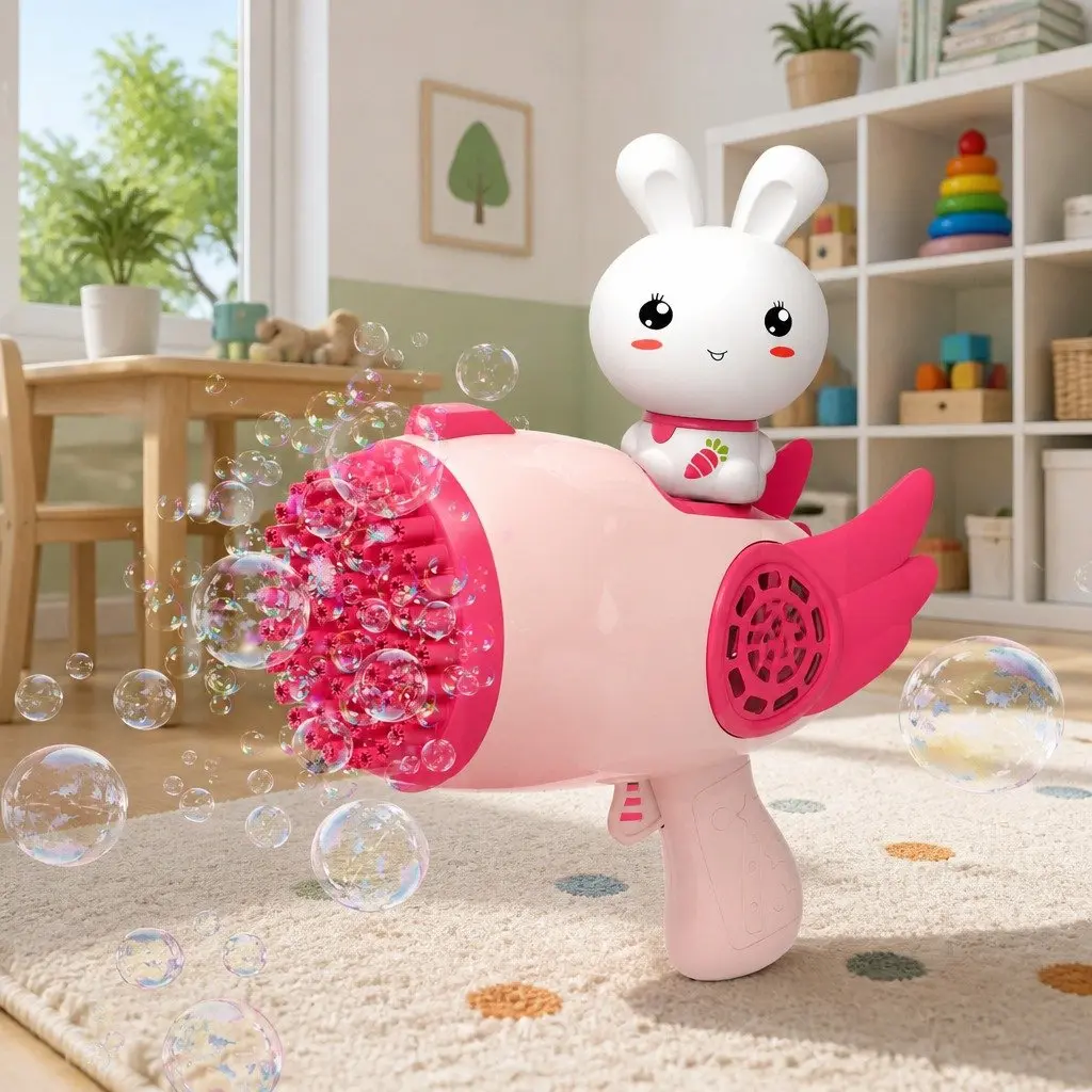 Automatic Bubble Gun Toy Outdoor Soap Machine Cartoon Design 69-Hole