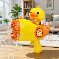 Automatic Bubble Gun Toy Outdoor Soap Machine 69-Hole Yellow Duck Cartoon